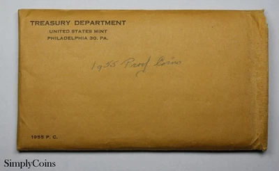 1955 Proof Set Silver Coins Uncirculated Coin Lot Original Envelope US Mint - Image 1 of 3