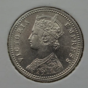 Indien Britisch 1889-C 1/4 Rupie Incuse-"C" SW-6.294 AU / UNC Selten! - Bild 1 von 2