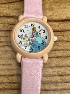 Vintage Walt Disney Lorus Quartz Pink Cinderella Watch Leather Band - Picture 1 of 11