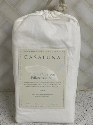 Juego Funda Almohada Satén Casaluna Supima King Blanco Foto 1 de 4