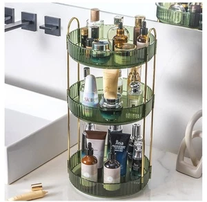 360 Rotating Makeup Organizer Spinning Bathroom Large Storage Display 3 Tier - Picture 1 of 6