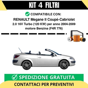 Kit 4 Filtri Tagliando per RENAULT Megane II Coupé-Cabriolet 2.0 16V Turbo 12... - Imagen 1 de 2