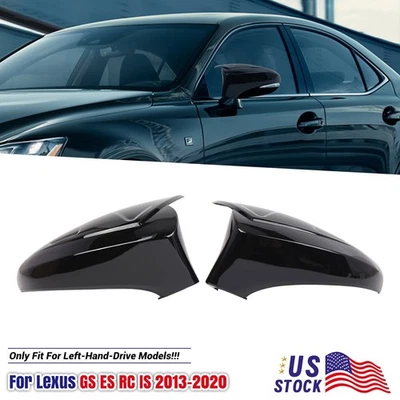 For Lexus IS IS GS GS F Sport 2012-2020 Pair Rearview Mirror Cover Glossy Black Foto 1 de 4