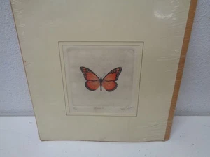 Sandy Scott Monarch Schmetterling handkolorierte Radierung gerahmt signiert nummeriert Druck - Bild 1 von 3