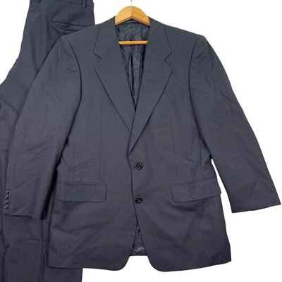 VINTAGE Hickey Freeman Mens 40S Gray Wool 2-Piece Suit Boardroom Pants 33x29 GUC - Image 1 of 4