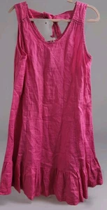 Terzo Millennio Made In Italy 100% Linen Pink Ruffle Hem Dress Size XL NWT - Picture 1 of 9