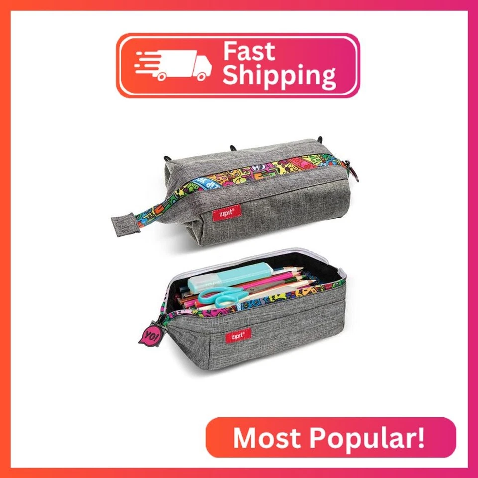 Estojo para lápis ZIPIT Lenny, bolsa com zíper de grande capacidade para escola, bolsa de papelaria  - Imagem 1 de 2