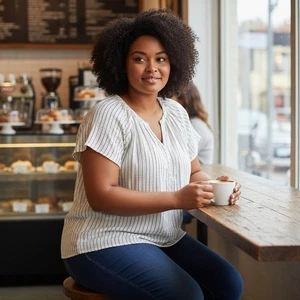 Joie White Black Stripe V Neck Button Front Gauze Blouse Top Plus Size 3X - Picture 1 of 6