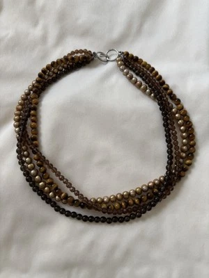 Ожерелье колье Artisan Torsade дымчатый кварц тигровый глаз 16 дюймов - Изображение 1 из 4