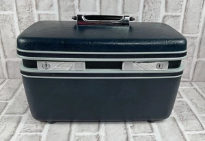 VTG Samsonite Sentry Blue Cosmetic Travel Hard Shell Luggage Case With Key - Picture 1 of 9