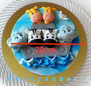 Geburt Babyparty Taufe Deko Junge Arche Noah Tortenaufleger Tortendeko Fondant - Bild 1 von 13