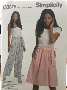 Simplicity pull on skirt and pants pattern size XS-XL length variation D0876 - Picture 1 of 4