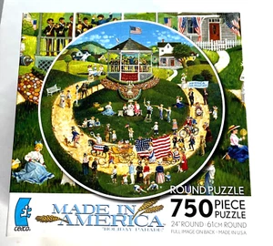 Ceaco 750 pc puzzle HOLIDAY PARADE - Made in America series 24" ROUND NEW! 2008 - Picture 1 of 3
