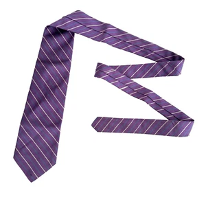 Brooks Brothers Makers Tie Men's Purple Striped Silk Necktie Handmade In USA - Picture 1 of 7
