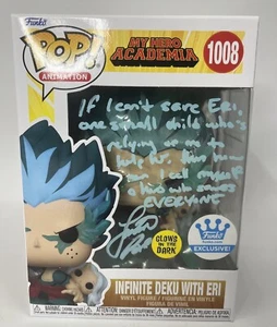 Funko POP! My Hero Academia Infinite Deku GITD 1008 Signed by Justin Briner JSA - Picture 1 of 7