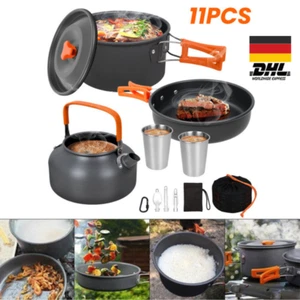 2-3 Person Camping Kochgeschirr Kochtopf Outdoor-Töpfe Bratpfanne Kettle Set DHL - Bild 1 von 8