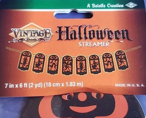Pfeife Halloween Silhouette Streamer 6 Fuß lang, Eulen, Hexen, Monster, Banner - Bild 1 von 3
