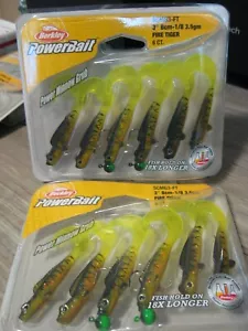 2 Packs Berkley 3" Power Minnow Grubs 2 Pre-rigged Soft Fishing Baits Fire Tiger - Picture 1 of 5