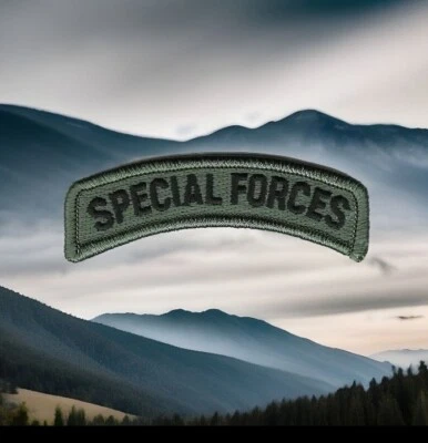 ACU Special Forces Tab Patch (3 1/8" in) Green Military Army Tactical Morale - Image 1 of 4