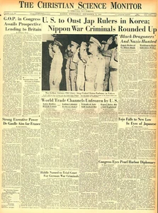 September 12, 1945 WWII Original Int. Newspaper - US JAPAN KOREA WAR CRIMINALS - Picture 1 of 2