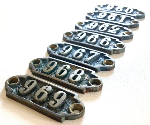 7 Antique bronze number sign 960 961 962 966 967 968 969 Box Drawer Storage Cover