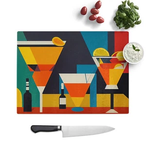 Retro Cocktail Art Vol.5 Tagliere Cucina Vetro Protezione Piano Lavoro Salva - Foto 1 di 6