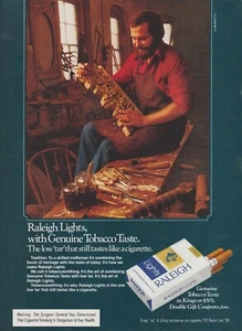 1980 Raleigh Lights Cigarettes - Woodworker Wood Carving Artist - Print Ad Photo - Picture 1 of 1