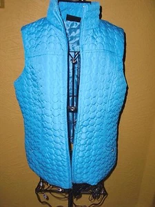 NWT"JANE ASHLEY"Blue Quilted Lined Pockets Vest size M.Super Cute! - Picture 1 of 6