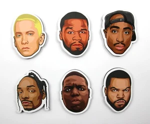 Rap/Hip-Hop Fridge Magnet Bundle Eminem 50 Cent 2Pac Snoop Dogg Biggie Ice Cube - Picture 1 of 6