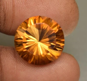 16.40 Ct Natural Orange Yellow Citrine Certified Concave Cut Loose Gemstone - Picture 1 of 4