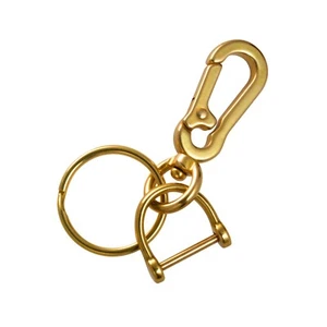 Portachiavi Piccola Clip Carabiniere, Portachiavi Ottone con Anello a D e Anello Splitto - Foto 1 di 6