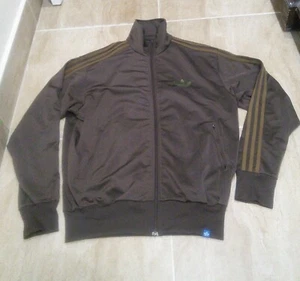 Offizielle Herren Adidas Trainingsjacke 3 Streifen dreifach faltbar braun durchgehender Reißverschluss Gr. M - Bild 1 von 6