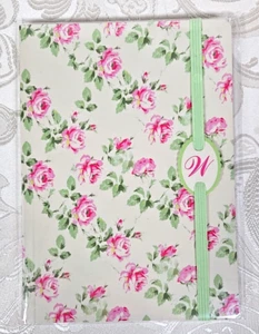 Blank Journal pink roses light green floral Initial "W" 60 sheets NIP - Picture 1 of 4