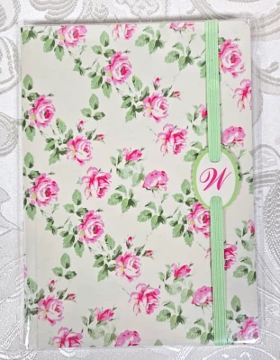 Blank Journal pink roses light green floral Initial "W" 60 sheets NIP - Image 1 of 4