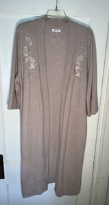 Johnny Was Embroidered Cashmere Cardigan Duster Kimono Sweater Beige Size S d162 - Picture 1 of 15
