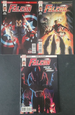 FALCON #1 2 3 (2017) MARVEL COMICS CAPTAIN AMERICA! TAKE FLIGHT LEGACY! - Image 1 of 4