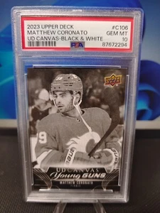 2023-24 Upper Deck Series 1 UD Canvas B/W Young Guns Matthew Coronato #PSA 10 - Picture 1 of 2