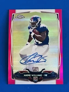 2014 Topps Chrome Andre Williams Pink Refractor Rookie Autogrammkarte #154; #D /75 - Bild 1 von 2