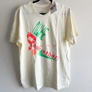 Nike New Swoosh Beige Basketball Tee Cream Large FN0809-113 - Picture 1 of 4