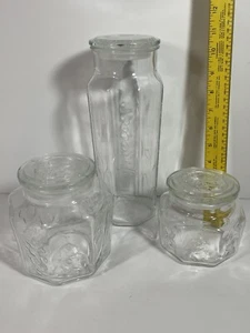 3 Piece Vintage VMC Glass Preserve Jar, 1/2L, 1 L, And Spaghetti France Embossed - Picture 1 of 24
