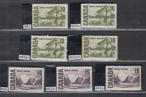 1967 #462 #462iv #462pi & #462piii 10¢ & #463 #463iii & #462p 15¢ 7 CENTENNIAL - Foto 1 di 3