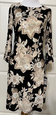 NWT Tommy Hilfiger size 2 black beige 3/4 sleeve sheath dress - Image 1 of 4