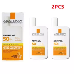 2Pcs LA ROCHE POSAY Anthelios SPF50+ Ultra Protection Invisible Fluid Cream 50ML - Picture 1 of 8