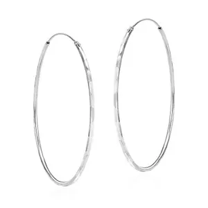 Versatile Hammered Sterling Silver 55mm Large Hoop Earrings - Picture 1 of 4