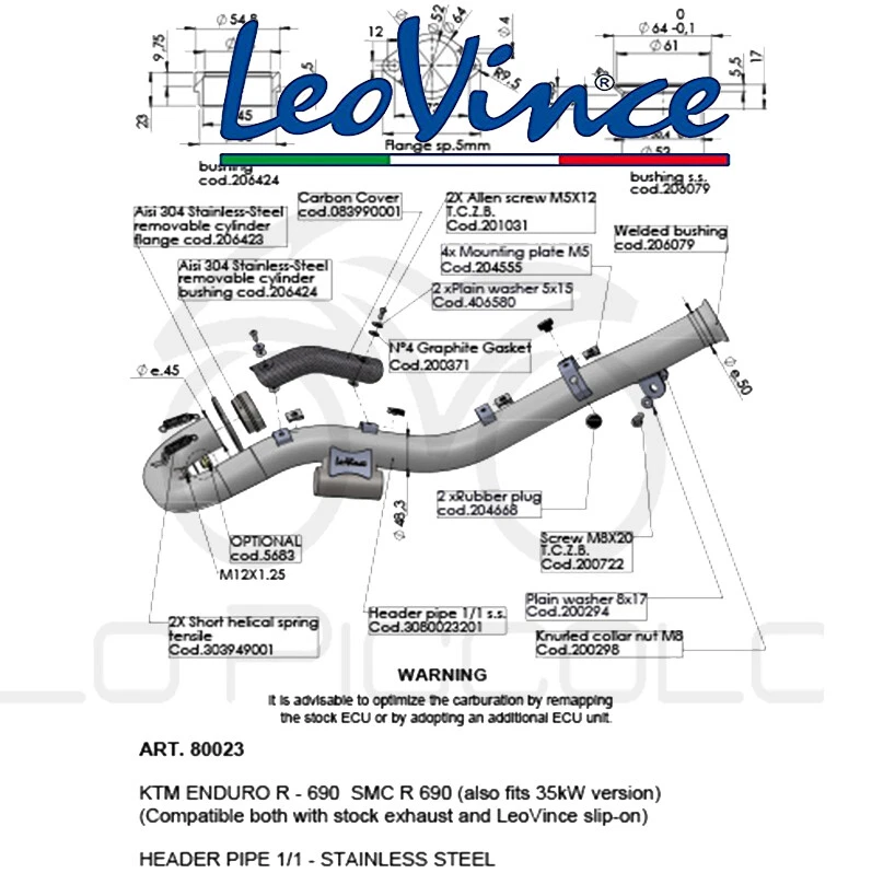 80023 KIT COLLETTORI LEOVINCE KTM 690 SMC R 2019 - Immagine 1 di 1