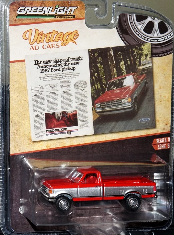 1:64 GreenLight *VINTAGE AD CARS 9* ROJO Y PLATEADO 1987 camioneta Ford F-150 Foto 1 de 1