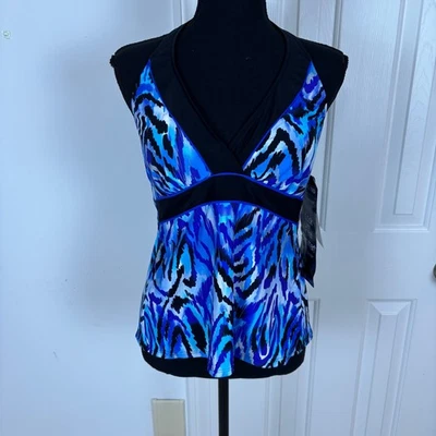 Camiseta Tankini Kirkland Signature Miraclesuit Natación Azul Negro Estampado Talla 10 Nueva con Etiquetas Foto 1 de 4