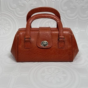 Bolso de Mano Meyers Vintage Cuero Sintético Repujado Naranja Cierre Giratorio Hecho en EE. UU. - Imagen 1 de 8