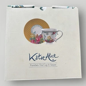 Katie Alice Porcelain Tea Cup And Saucer English Garden Design Gift Set - Picture 1 of 6