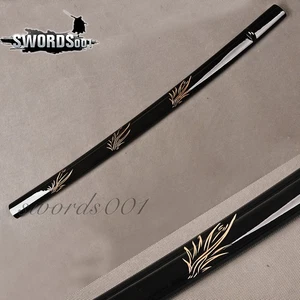 30'' Orchid Flower Engraved Black Shiny Scabbard Japanese Katana Hardwood Saya - Picture 1 of 5